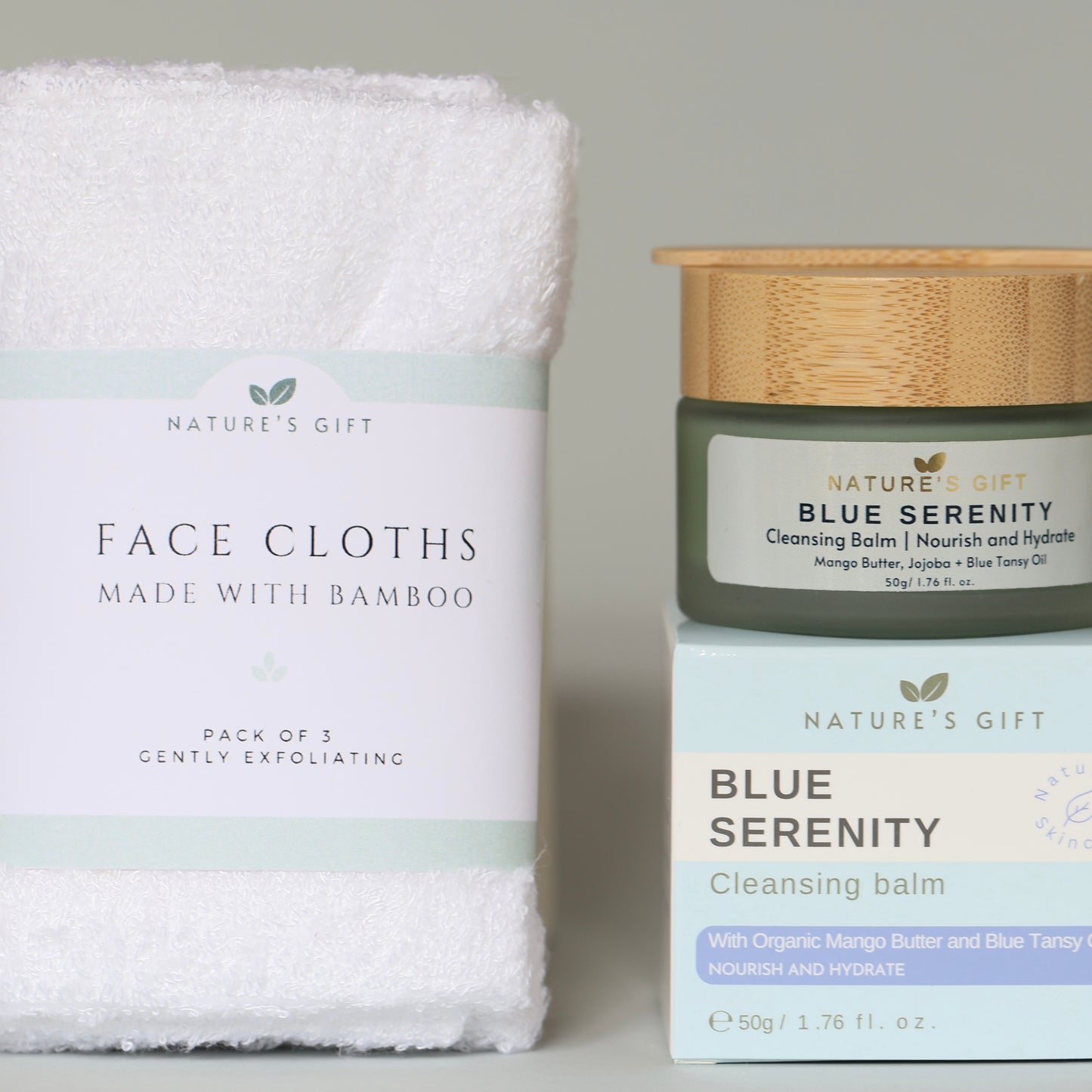 Blue Serenity Cleansing Balm and Bamboo Face Cloths